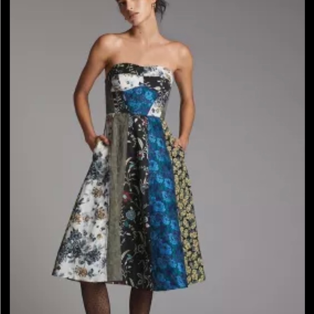 Anthropologie Floral Sweetheart Midi Dress size 8